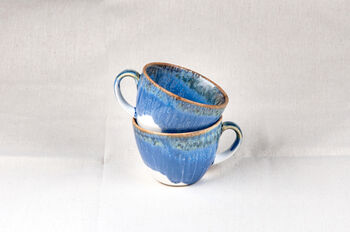 Blue Set Of Two Porcelain Tea Cup With Saucer, 5 of 11