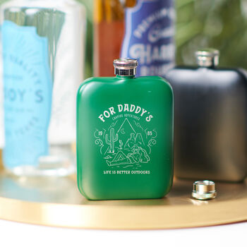 Personalised 'Life Is Better Outdoors' Cowboy Hip Flask, 4 of 7