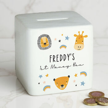Personalised Scandi Safari Animals Money Box, 5 of 6