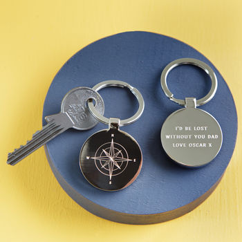 Personalised Father's Day Engraved Compass Keyring, 2 of 6