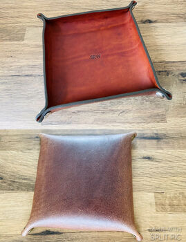 Personalised Leather Desk Valet Tray, Spanish Brown, 9 of 12