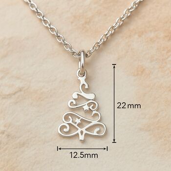 Sterling Silver Christmas Tree Pendant Necklace, 5 of 9