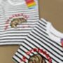 Croissant Club Striped Kids T Shirt, thumbnail 1 of 3