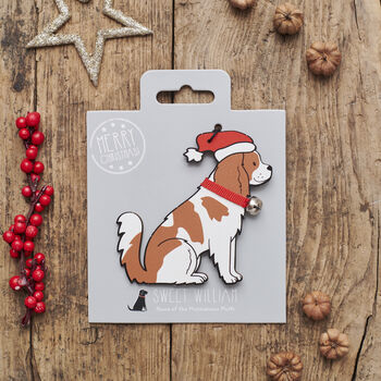 Christmas King Charles Cavalier Spaniel Christmas Dog Pin Badge, 10 of 12