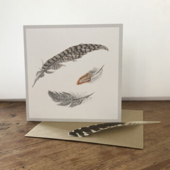 Watercolour Feather Blank Art Cards Gift Set, 4 of 5