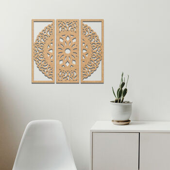 Mandala Wooden Wall Art Set, Modern Triptych Art, 6 of 8
