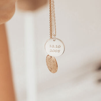 Personalised Round Charm Fingerprint Necklace, 2 of 8