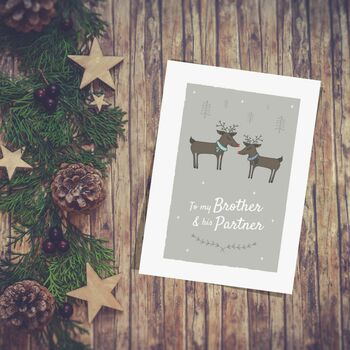 'To My Brother And Partner' Christmas Card Reindeer, 4 of 9
