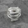 Overlapping Ribbon Contemporary Sterling Silver Ring, thumbnail 3 of 4