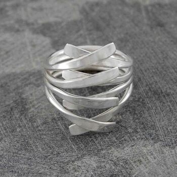 Overlapping Ribbon Contemporary Sterling Silver Ring, 3 of 4