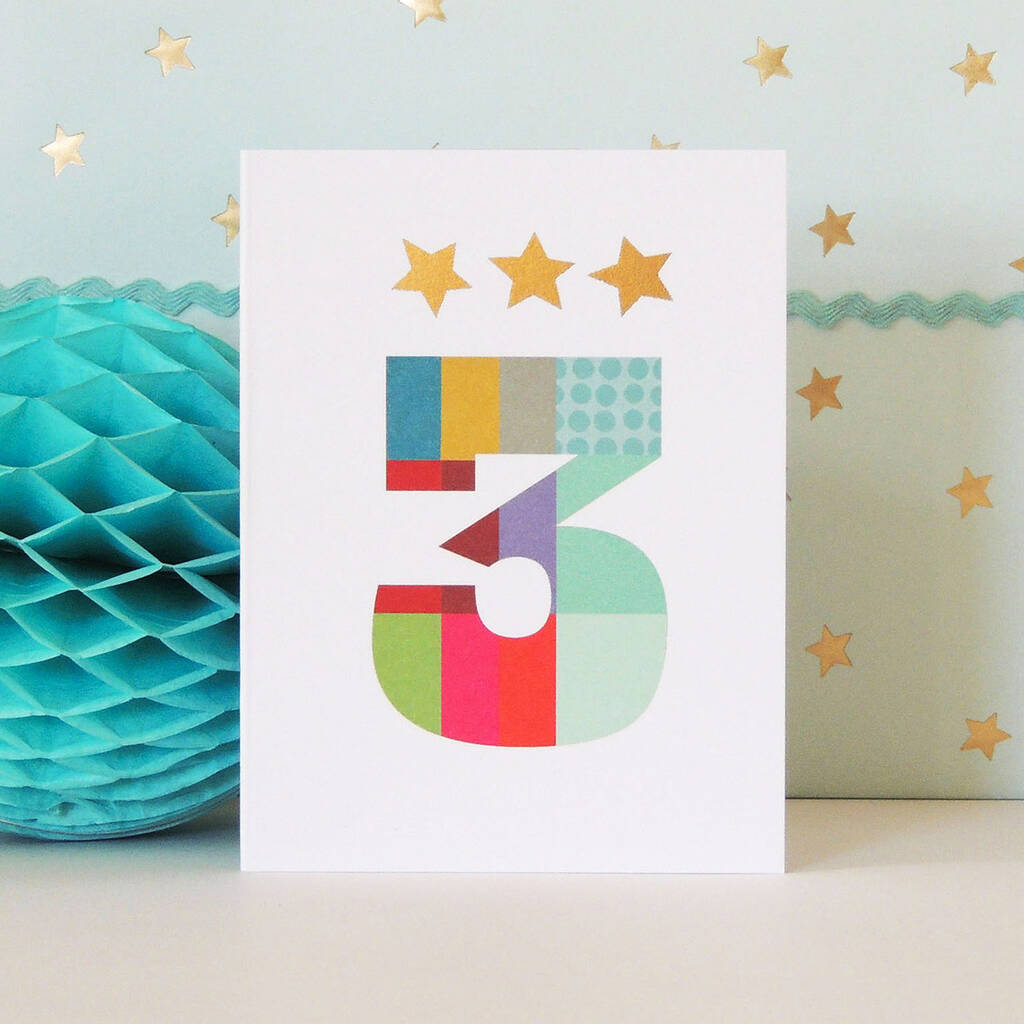 Mini Gold Star Number Three Card By Kali Stileman Publishing ...