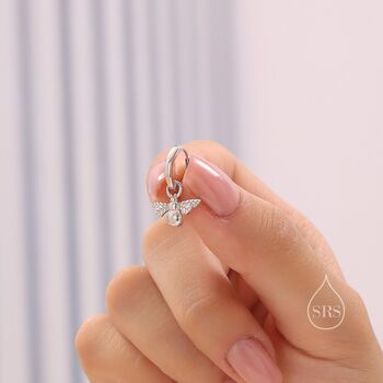 Sterling Silver Bumble Bee Huggie Hoops, 2 of 11