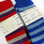 Personalised Birthday Stripy Welly Socks With Gold Foil Label, thumbnail 4 of 10