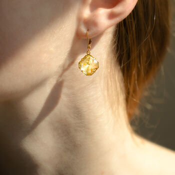 Lemon Yellow Large Square Crystal Earrings, 2 of 3