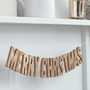 Merry Christmas Rose Gold Glitter Wooden Bunting, thumbnail 1 of 3