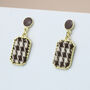 Houndstooth Pattern Gold Drop Earrings, thumbnail 1 of 3