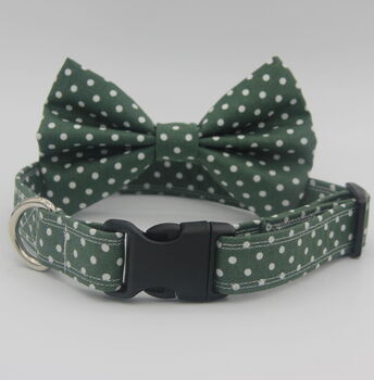 Dark Green Polkadot Dog Collar, 4 of 12