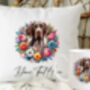 Personalised Liver And Black Shorthaired Pointer Summer Floral Dog Wreath Cushion And Mug Bundle, thumbnail 1 of 4