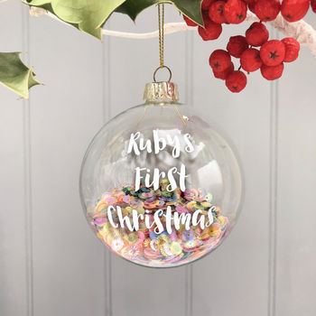 Baby's First Christmas Personalised Bauble By Pink Pineapple Home ...