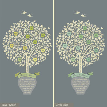 Silver Anniversary Gift Personalised Family Tree Print, 2 of 12