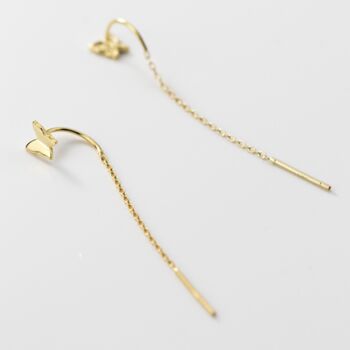 Sterling Silver Butterfly Chain Threader Earrings, 2 of 4