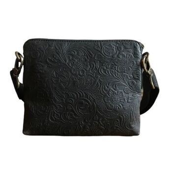 Elsie Bag Black Leather, Floral, 3 of 6