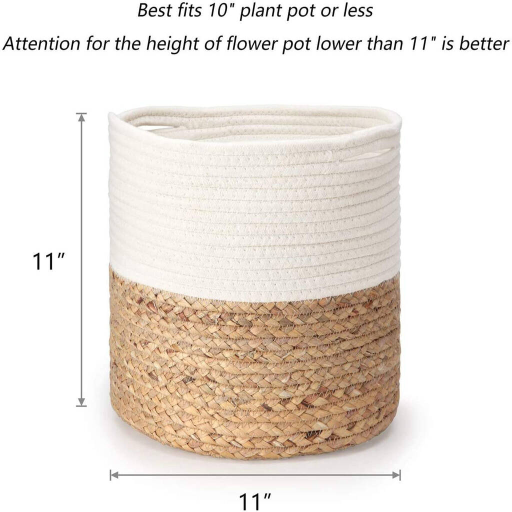 Natural Cotton Basket Planter Pot With Water Hyacinth By Momentum