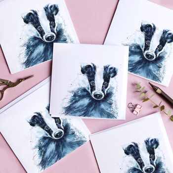 Inky Badger Blank Greeting Card, 3 of 4