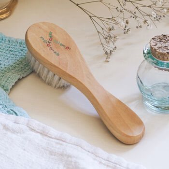 Personalised Holly Berry Letter Baby Hair Brush, 2 of 2