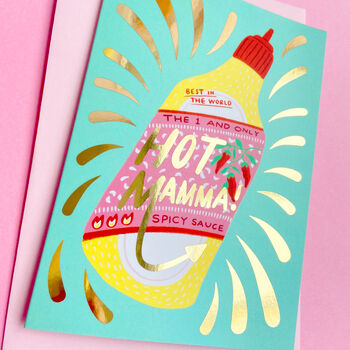 Hot Mamma! Gold Foiled Greeting Card, 2 of 3