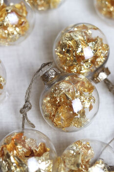 Gold Leaf Christmas Tree Baubles, 4 of 4