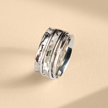 Karma Abundance Men's Sterling Silver Spinning Ring, 2 of 11
