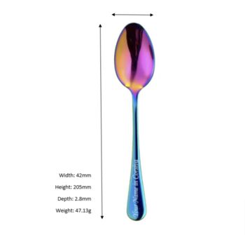 Personalised Rainbow Dessert Spoon With Free Engraving, 2 of 3