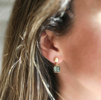 Iseo Gemstone And Brushed Gold Plated Earrings, 8 of 12