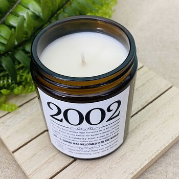 Personalised 21st 2002 Timeline Birthday Amber Candle, 2 of 5