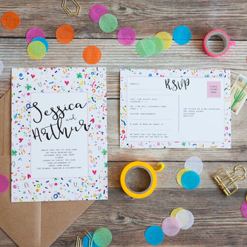 Colourful Confetti Wedding Stationery, 5 of 12
