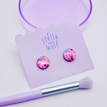 Large Abstract Neon Dash Stud Earrings, 4 of 4