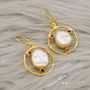 Pearl, Tourmaline Gold Plated Sterling Silver Earrings, thumbnail 1 of 5