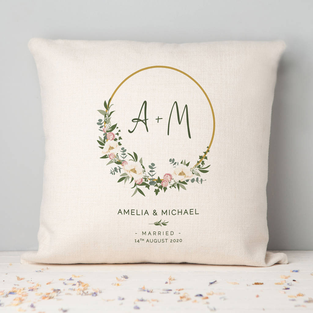 Wedding Cushion Gift Floral Hoop By norma&amp;dorothy | notonthehighstreet.com