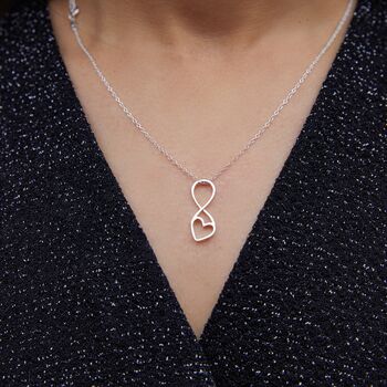 Sterling Silver Heart Outline Pendant Necklace, 2 of 12