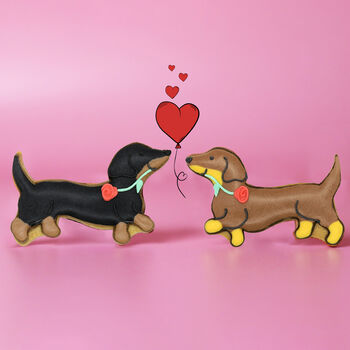 Biscuiteers Hand Iced Sausage Dogs In Love Letterbox Biscuits, 2 of 3