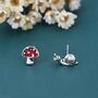 Sterling Silver Mismatched Snail And Mushroom Stud Earrings, thumbnail 4 of 12