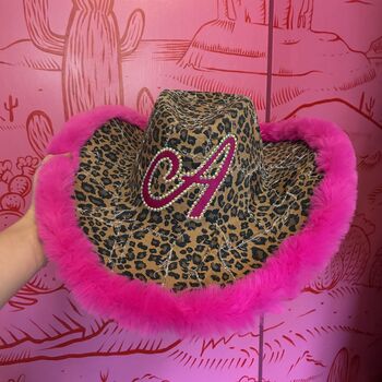 Personalised Recycled Denim Leopard Print Cowboy Hat, 2 of 4