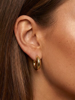 Thick Small Hoop Earrings In 18k Gold, Minimalist Women's Jewellery, 5 of 6
