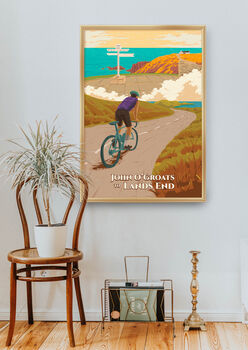 John O'groats To Lands End Cycling Travel Poster Print, 5 of 8