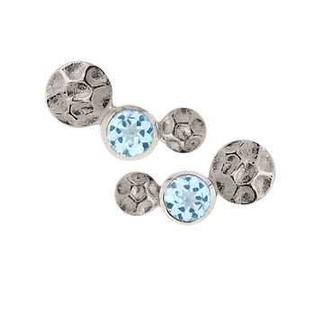 Lakshmi Blue Topaz Stud Earrings Silver Or Gold Plated, 6 of 11
