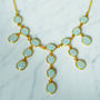 Gold Gem Drop Necklace Aqua Chalcedony, thumbnail 1 of 2