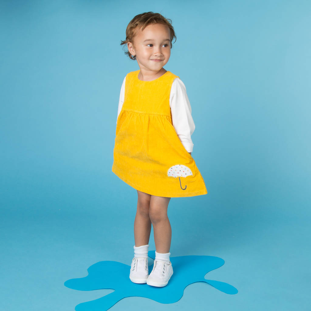 Yellow Cord Pinny Dress By Lucy & Sam | notonthehighstreet.com