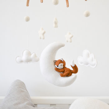 Sleeping Fox With Moon And Stars Baby Mobile, 5 of 11