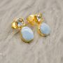 Larimar, Blue Topaz Gold Earrings, thumbnail 1 of 12
